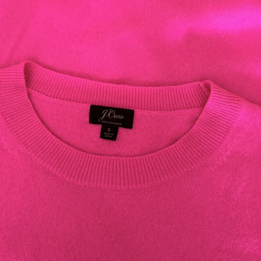 J. CREW Cashmere Slim Fit Crewneck Sweater Solid Neon Fuchsia Pink Knit Small